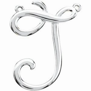 Sterling Silver Script Initial F Necklace Center