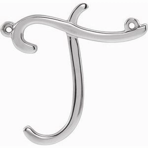 Sterling Silver Script Initial F Necklace Center