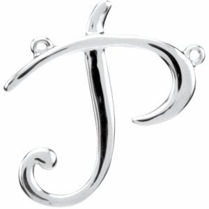Sterling Silver Script Initial F Necklace Center
