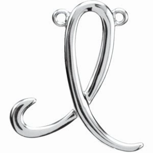 Sterling Silver Script Initial F Necklace Center