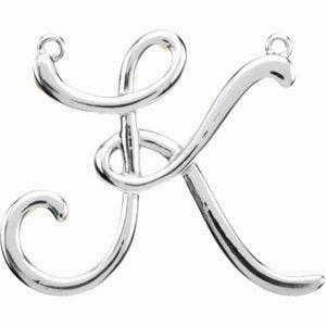 Sterling Silver Script Initial F Necklace Center