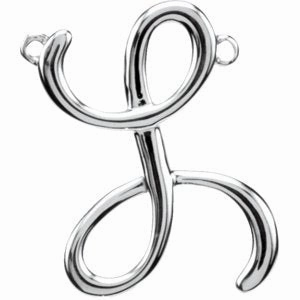 Sterling Silver Script Initial F Necklace Center