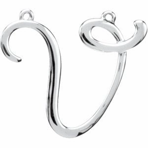 Sterling Silver Script Initial F Necklace Center