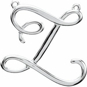 Sterling Silver Script Initial F Necklace Center