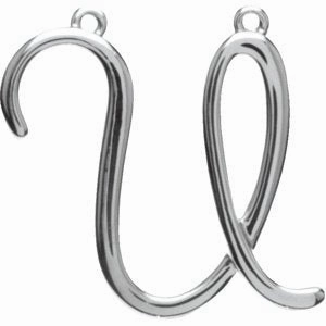 Sterling Silver Script Initial F Necklace Center