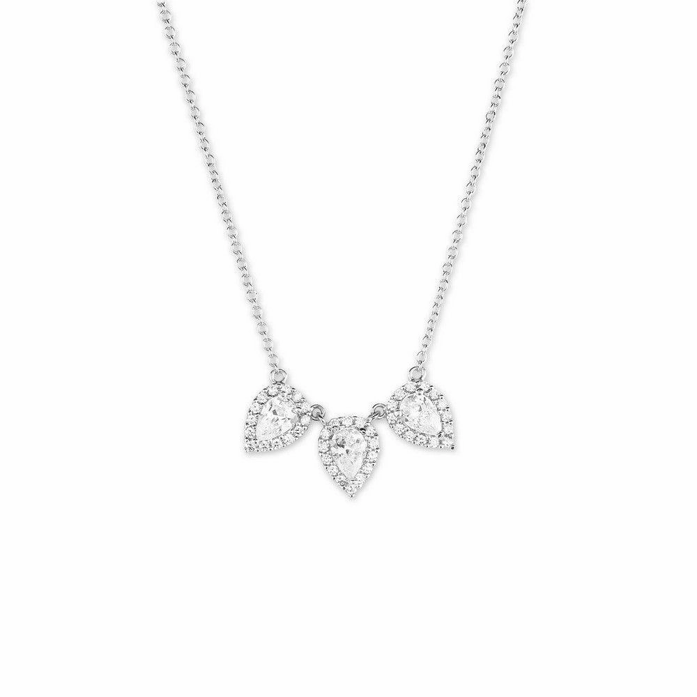 Sterling Silver Triple Teardrop CZ Necklace