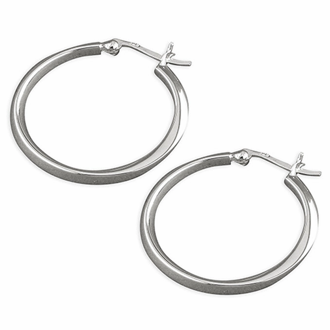 Sterling Silver Twist Hoop Ladies Earrings