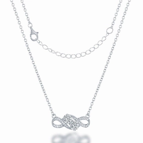 Sterling Silver Us2gether Two-Stone Overlapping CZ Necklace