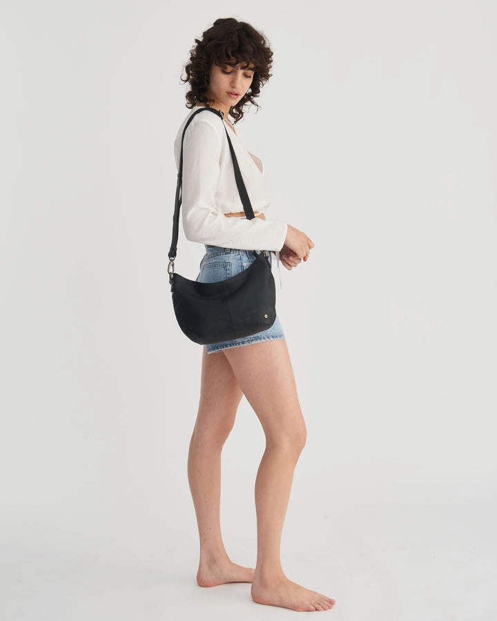 STITCH & HIDE LEATHER FRANKIE MINI SHOULDER BAG IVORY WHITE - FREE WALLET POUCH