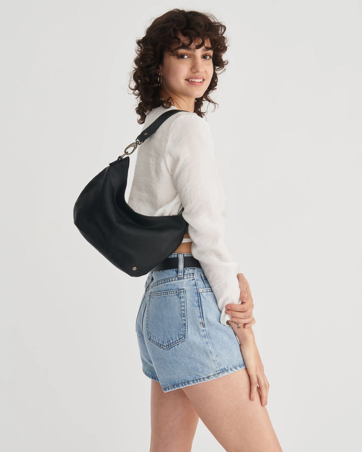 STITCH & HIDE LEATHER FRANKIE MINI SHOULDER BAG IVORY WHITE - FREE WALLET POUCH