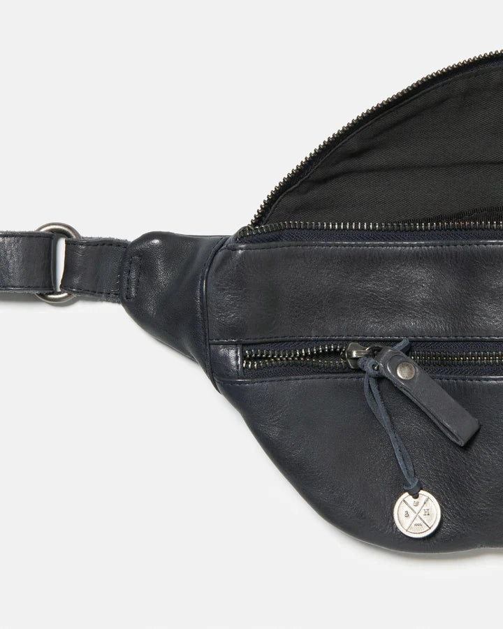 STITCH & HIDE LEATHER NEWTOWN SHOULDER CROSSBODY BAG indigo blue - FREE WALLET POUCH