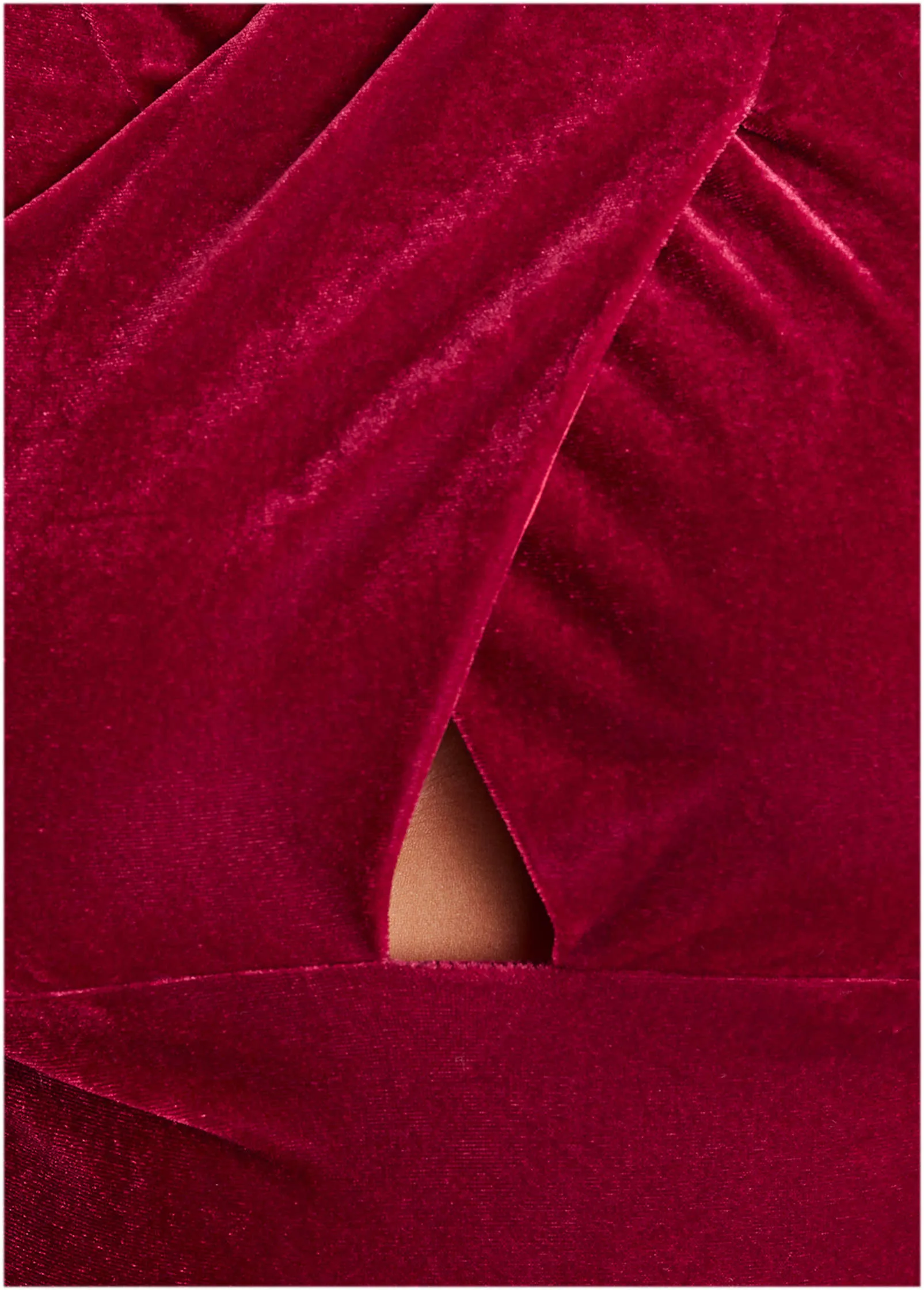 Stretch Velvet Cutout Dress - Haute Red