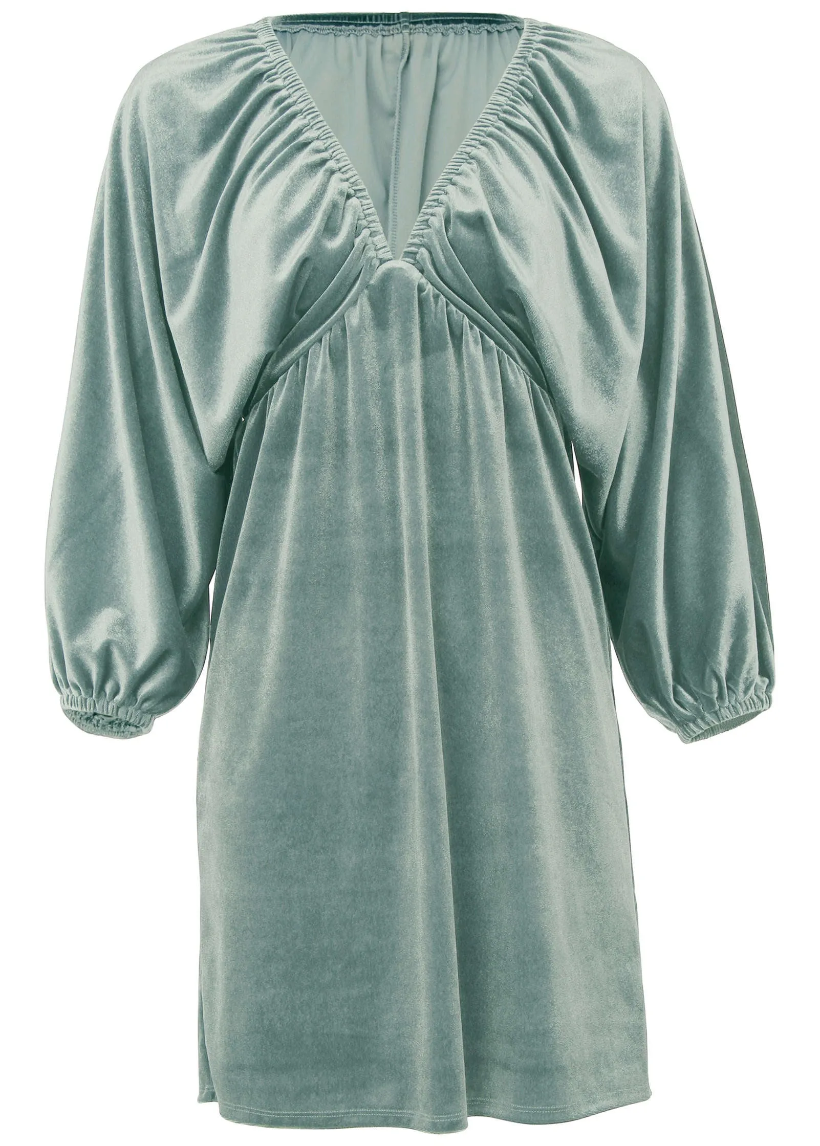 Stretch Velvet V-Neck Mini - Tourmaline