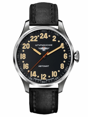 Sturmanskie ARCTIC RUSSIAN 24-Hour Black Leather Mens Watch 2431/6821341