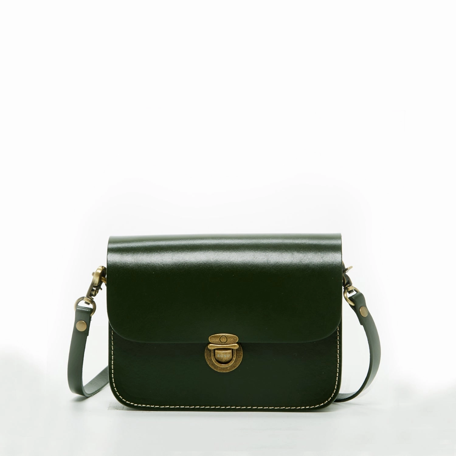 SUSU Nanah Dark Green Leather Shoulder Crossbody Bag