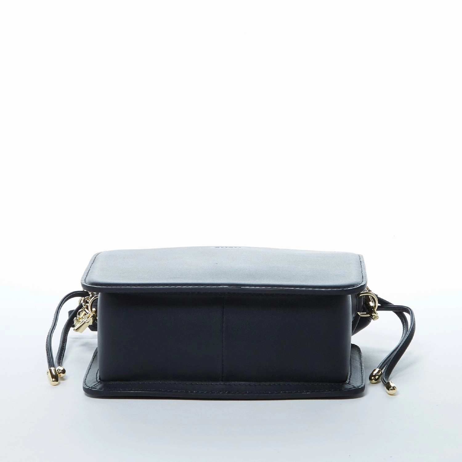 SUSU Patricia Black Leather Drawstring Shoulder Bag