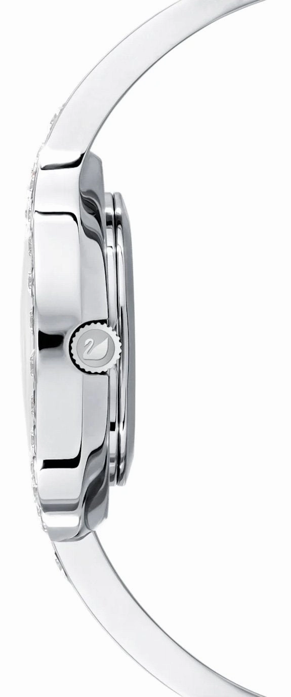 SWAROVSKI Crystal Authentic Lovely Crystals Bangle Watch, Metal Strap, Silver Tone - High Class Stone Studded Swiss Made Timepiece Jewelry and Everyday Accessory for Women