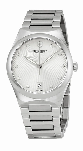 Swiss Army Victoria Stainless Steel Womens Watch Silver Dial Calendar 241630