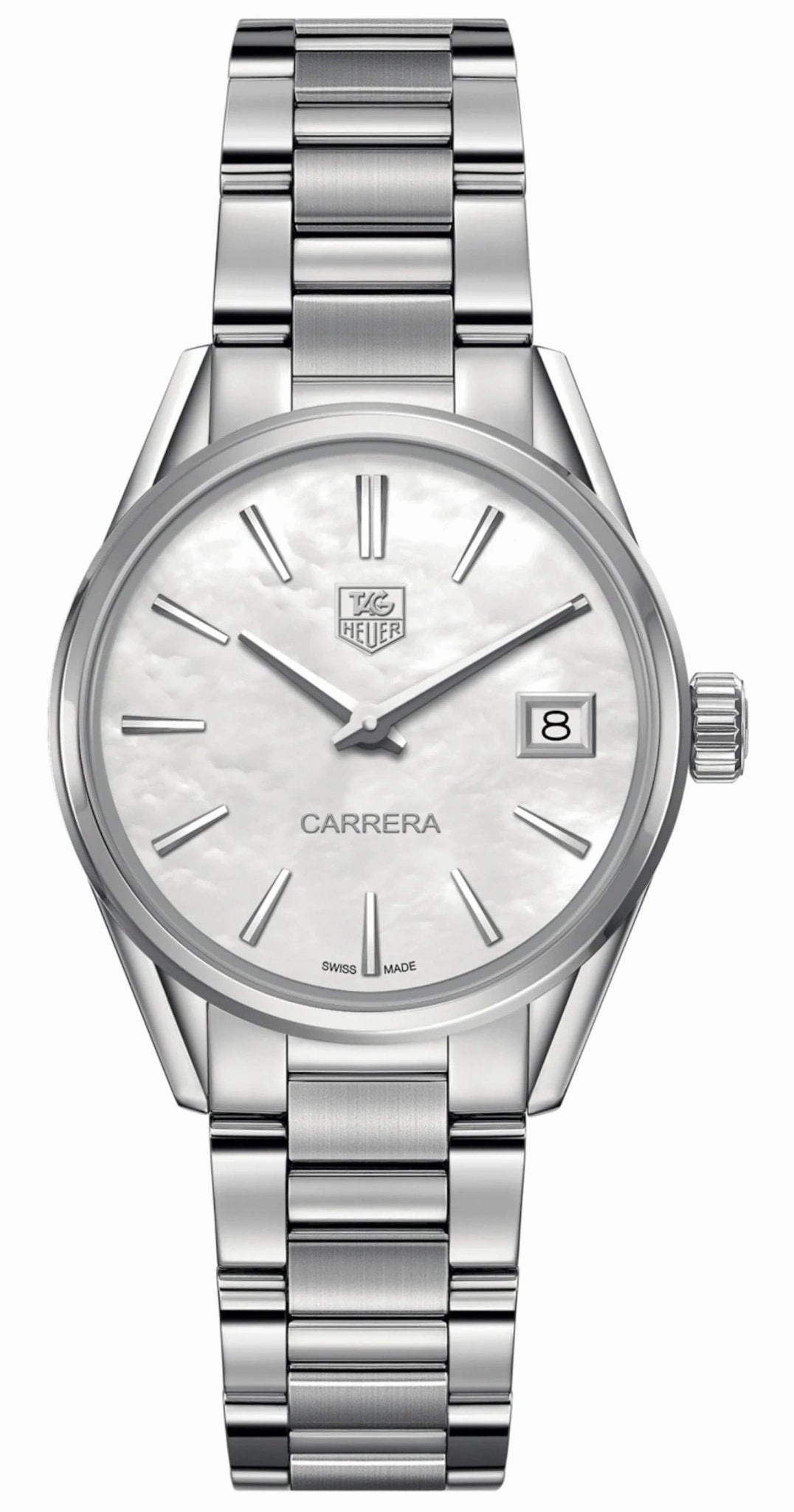 TAG Heuer Carrera Stainless Steel Mother-of-Pearl Dial Date Quartz Womens Watch WAR1311.BA0778