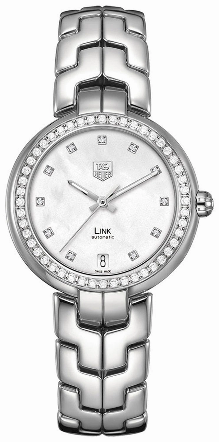 TAG Heuer Link Automatic Stainless Steel Mother-of-Pearl Dial Diamonds Date Womens Watch WAT2314.BA0956