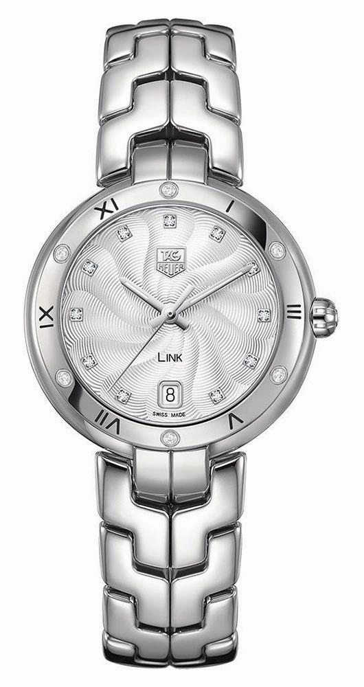 TAG Heuer Link Stainless Steel Silver-Tone Dial Diamonds Date Quartz Womens Watch WAT1312.BA0956