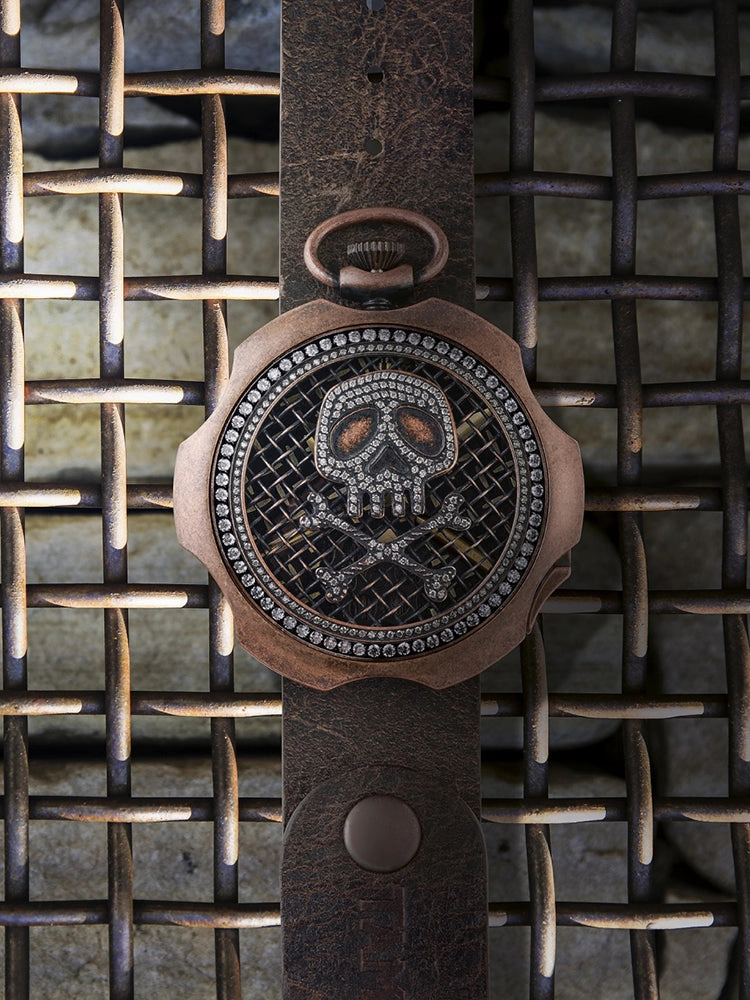 TAMBOORO Men??s watch - BULLET - DIRTY BRONZE - ZIRCONIA - TB-102-BR-ZW-SL-CP