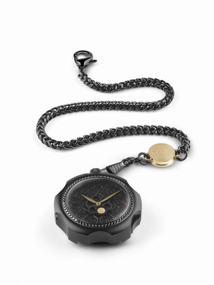TAMBOORO Men??s watch - TATTOO - BLACK PVD - ZIRCONIA - TB-101-BK-ZB-BK-CP