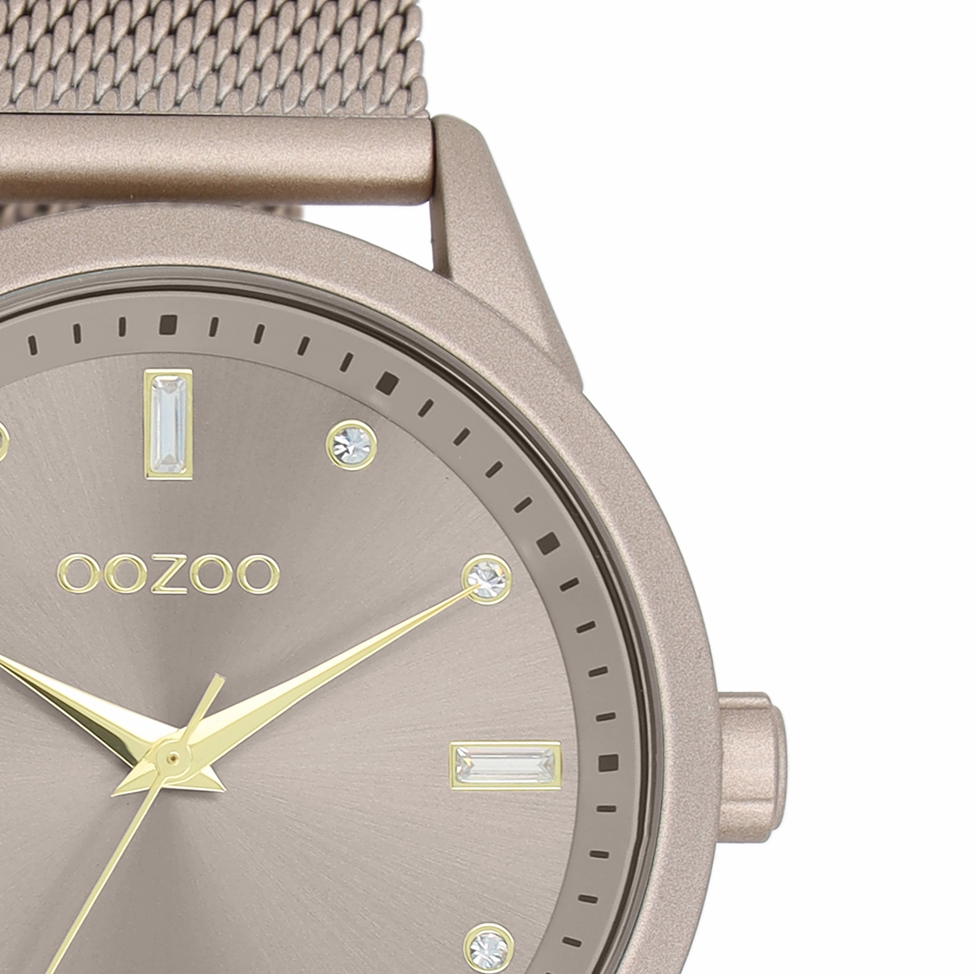 Taupe OOZOO watch with metal mesh bracelet - C11358