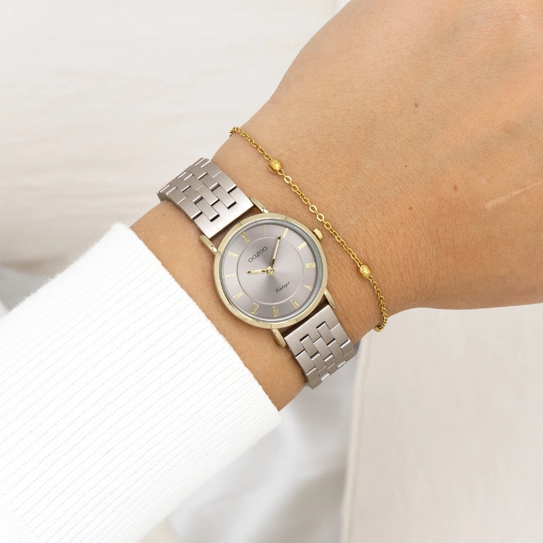 Taupe OOZOO watch with stainless steel bracelet - C20375