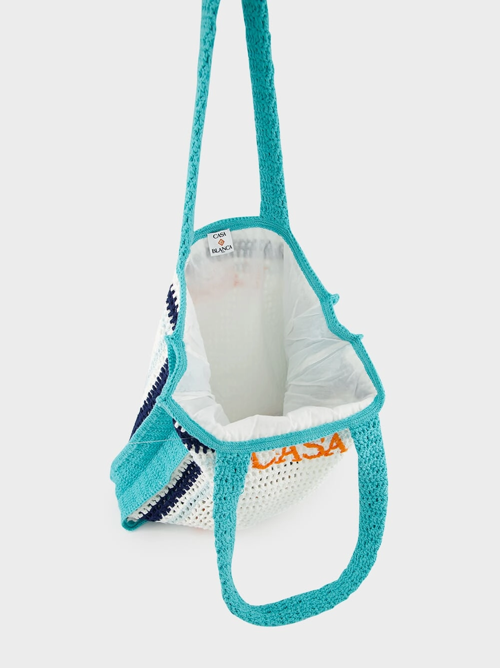Tennis Stripe Crochet Cotton Shoulder Bag