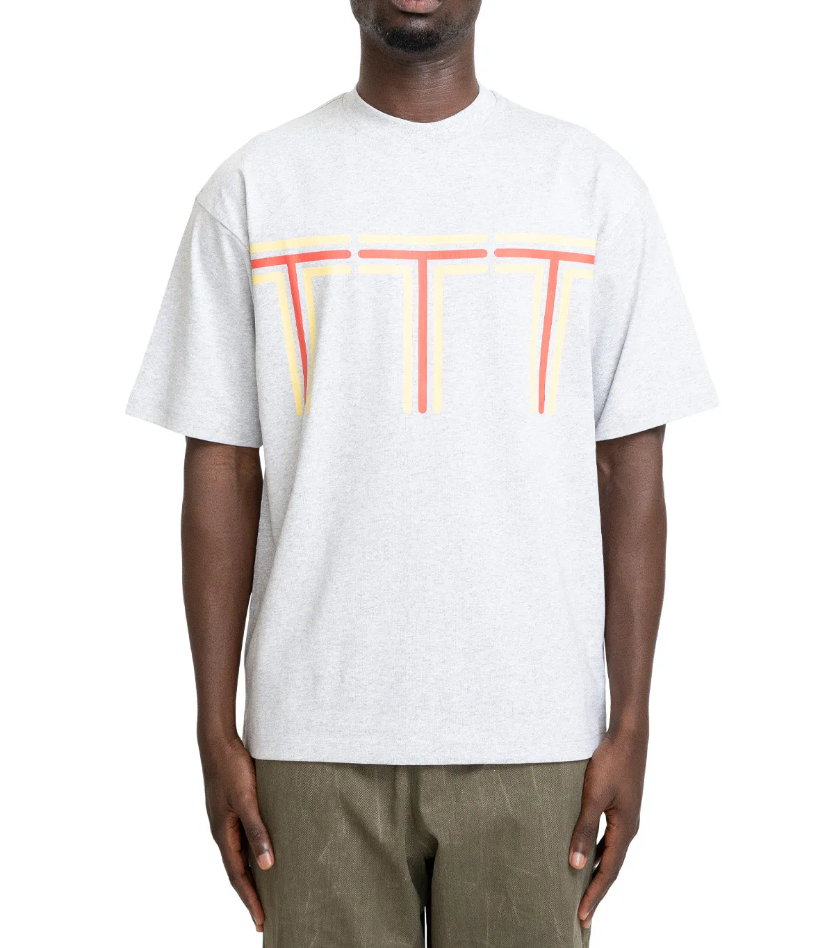 The Trilogy Tapes Logo Stripes T-Shirt Heather Grey