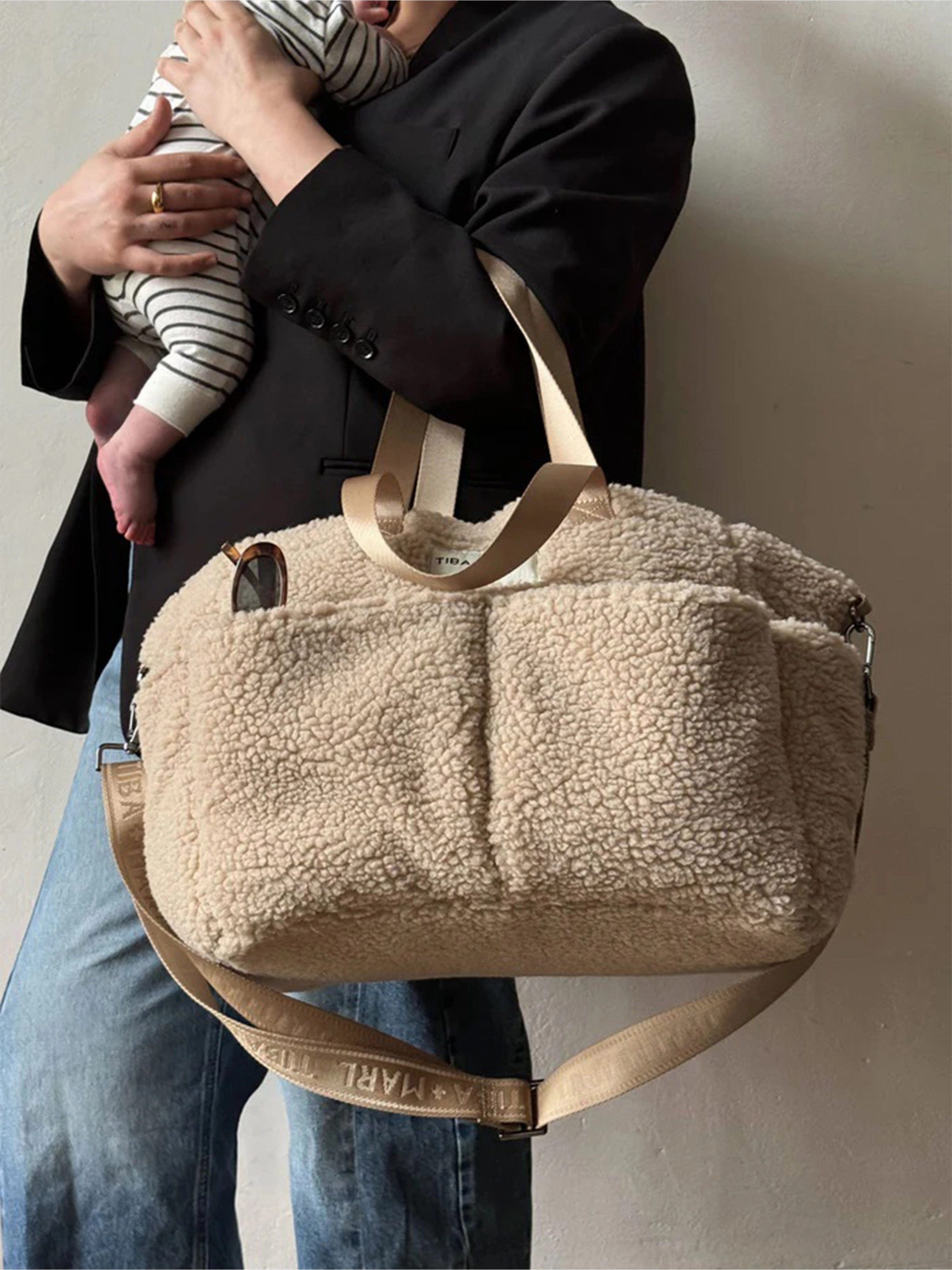 Tiba   Marl Baby The Tote Borg Fleece in Beige (30cm)