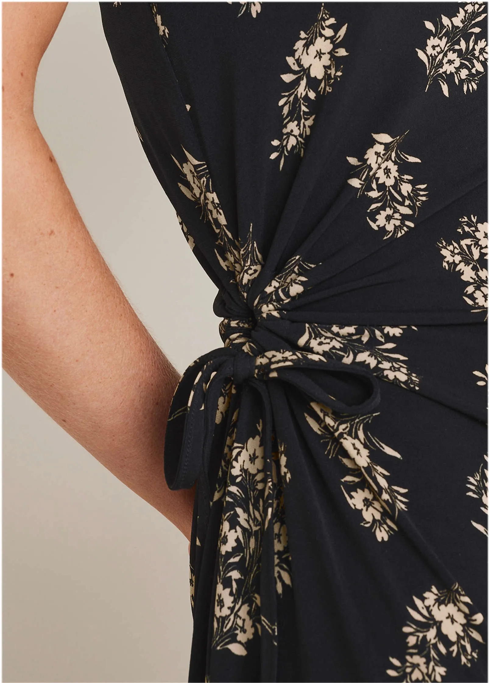 Tie Side Midi Dress - Tossed Wildflowers
