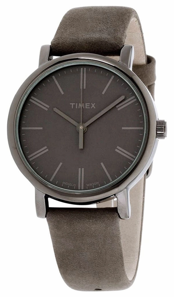 Timex Originals Gray Brass Gray Dial Gray Leather Strap Quartz Womens Watch TW2P96400