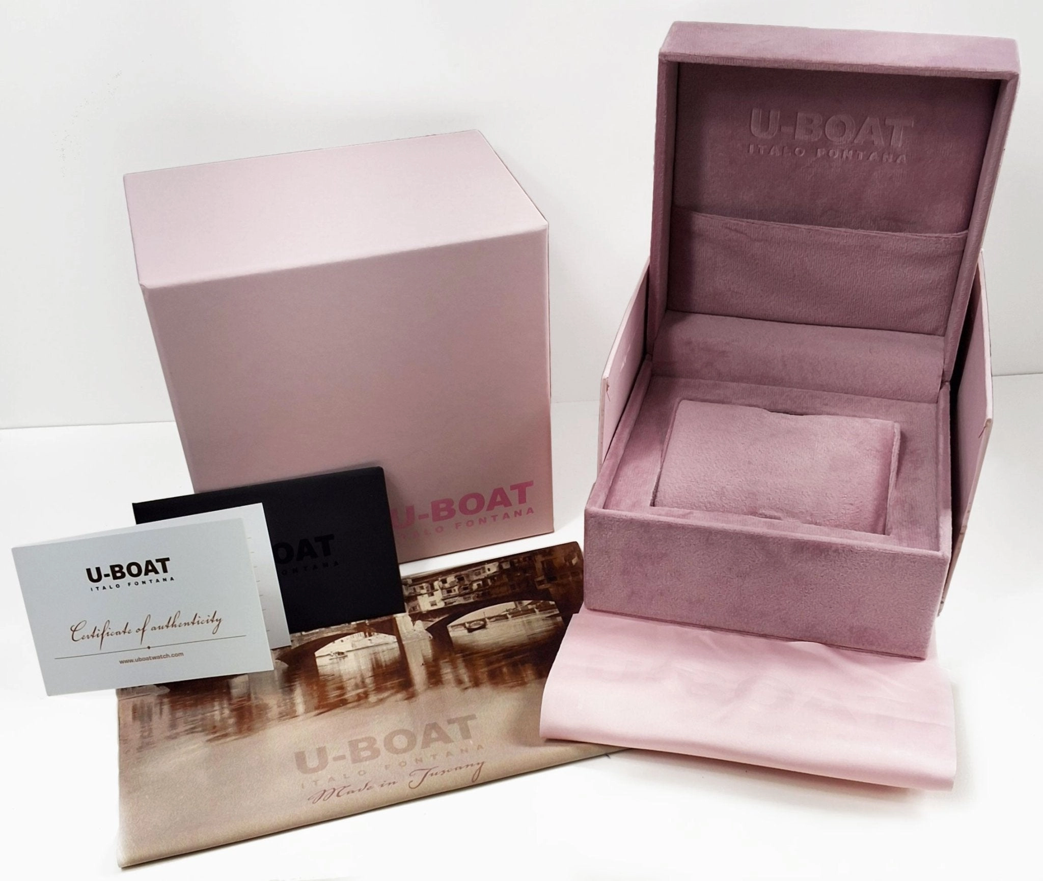 U-Boat Classico Stainless Steel Pink Mother-Of-Pearl Dial Diamonds Date Quartz Womens Watch 8898