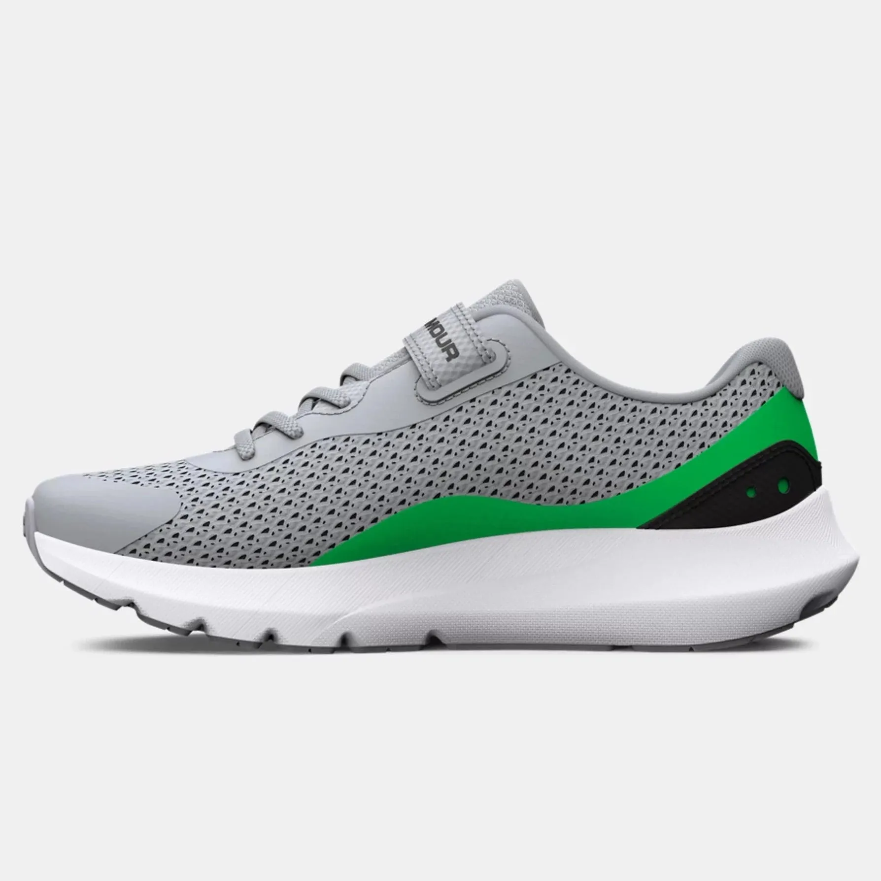 Under Armour Mod Grey/Green Screen/Black Surge 3 A/C Children??s Sneaker