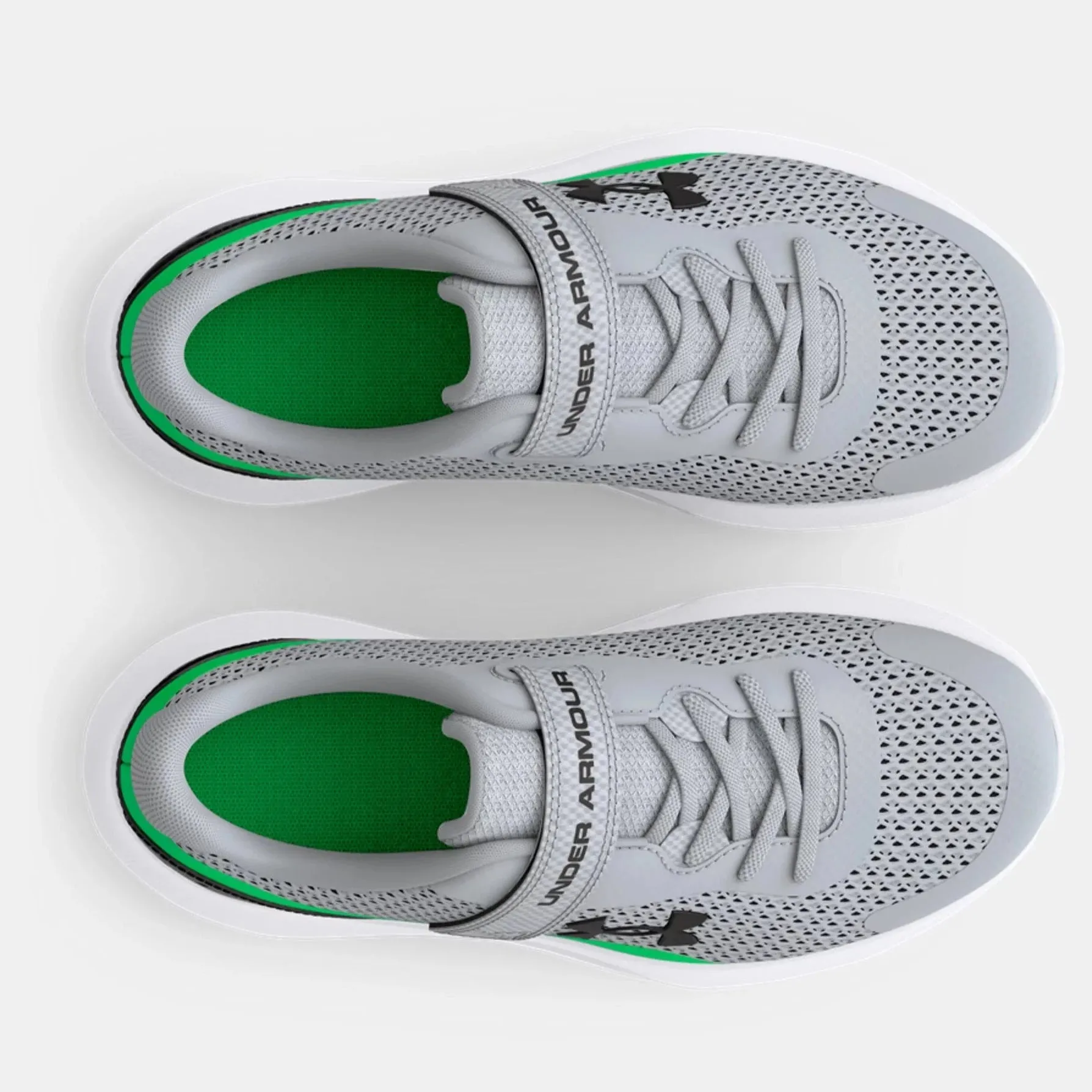 Under Armour Mod Grey/Green Screen/Black Surge 3 A/C Children??s Sneaker