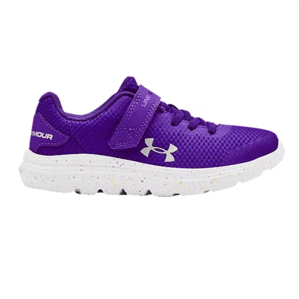 Under Armour Purple Zest/White/Metallic Silver Surge 2 Fade Children??s Sneaker