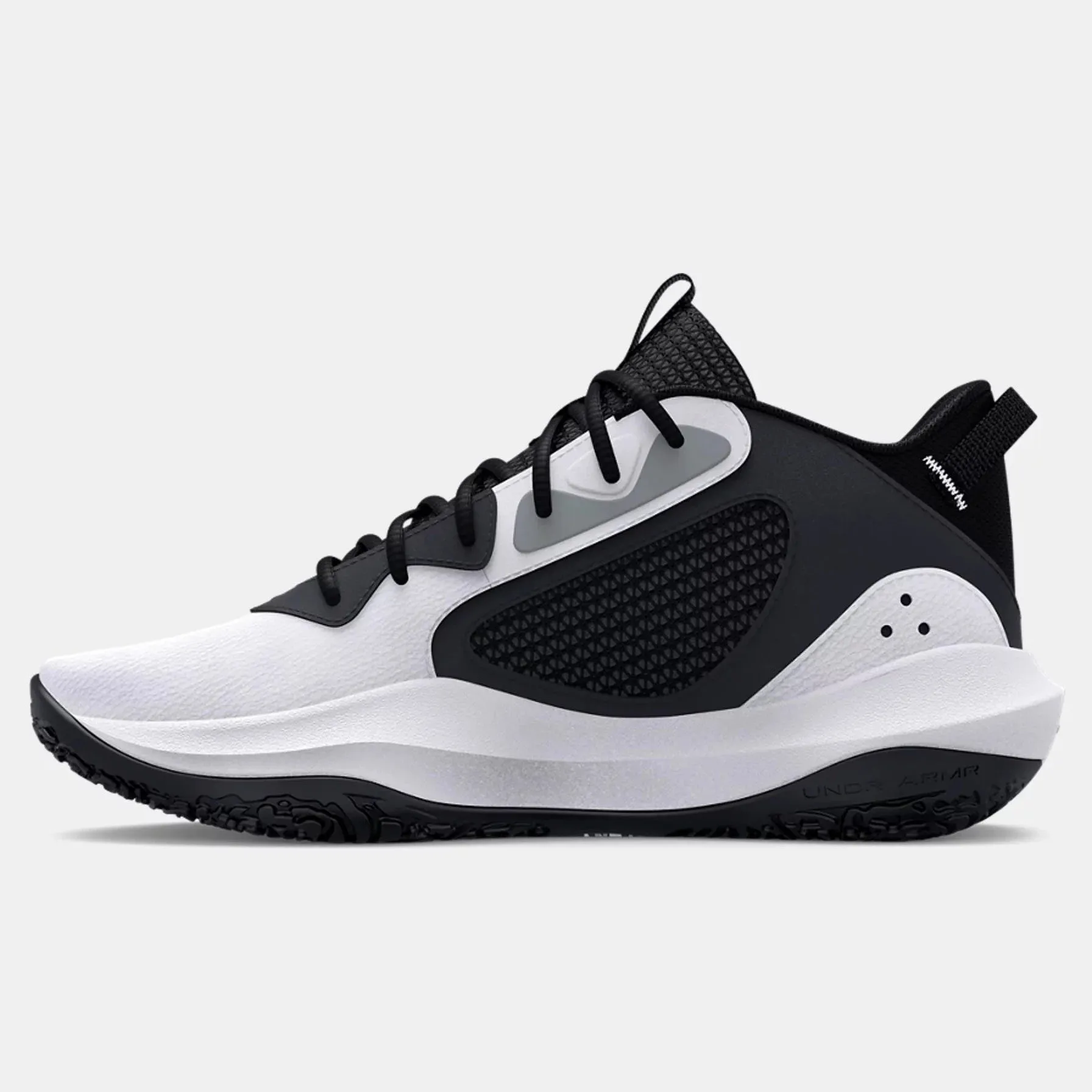 Under Armour White/Black Lockdown 6 Children??s Basketball Shoe