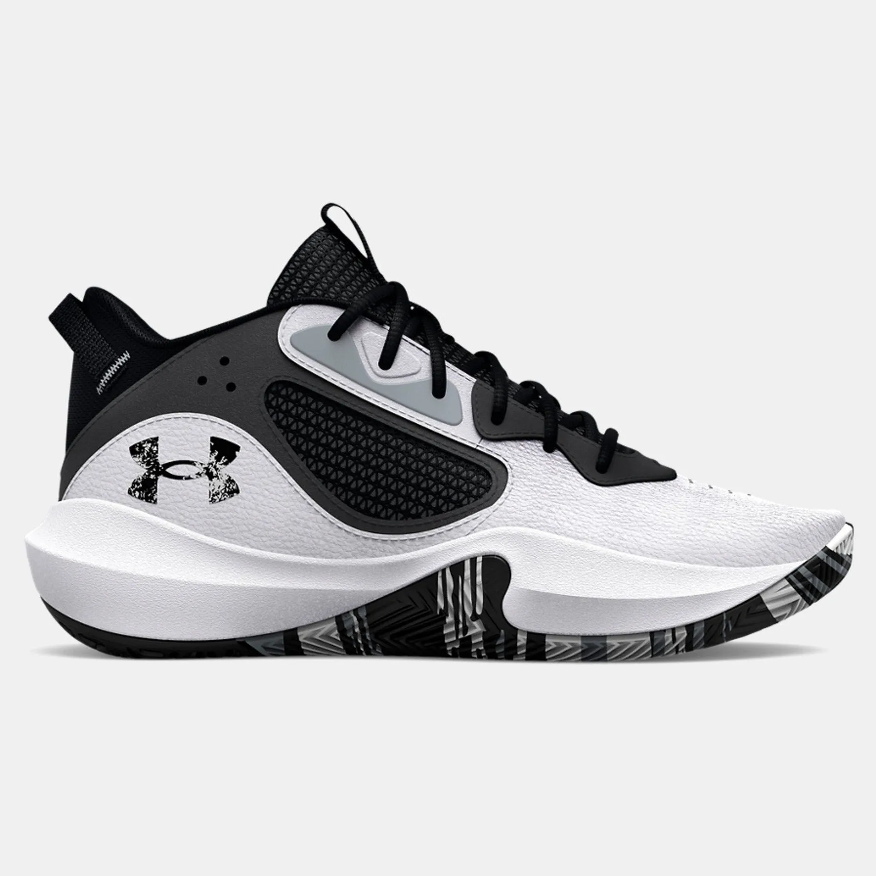 Under Armour White/Black Lockdown 6 Children??s Basketball Shoe