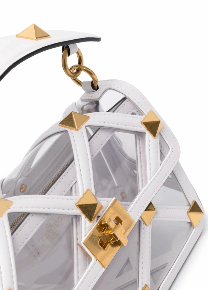 Valentino Roman Stud Foldover PVC and Leather Shoulder Bag