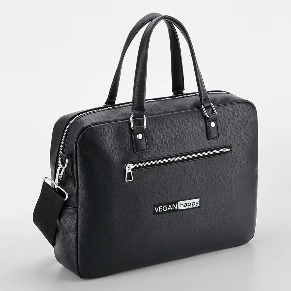 Vegan Leather Tailored Luxe Recycled PU Briefcase | Black
