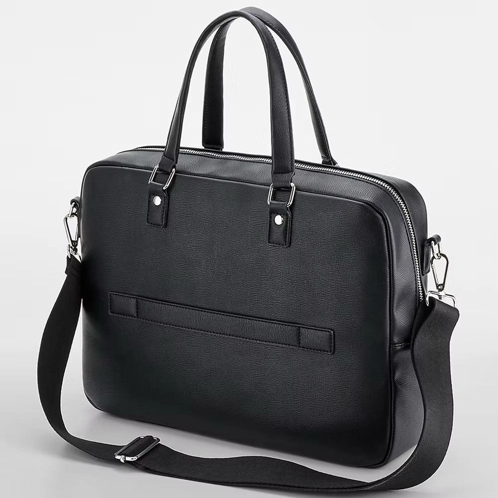 Vegan Leather Tailored Luxe Recycled PU Briefcase | Black
