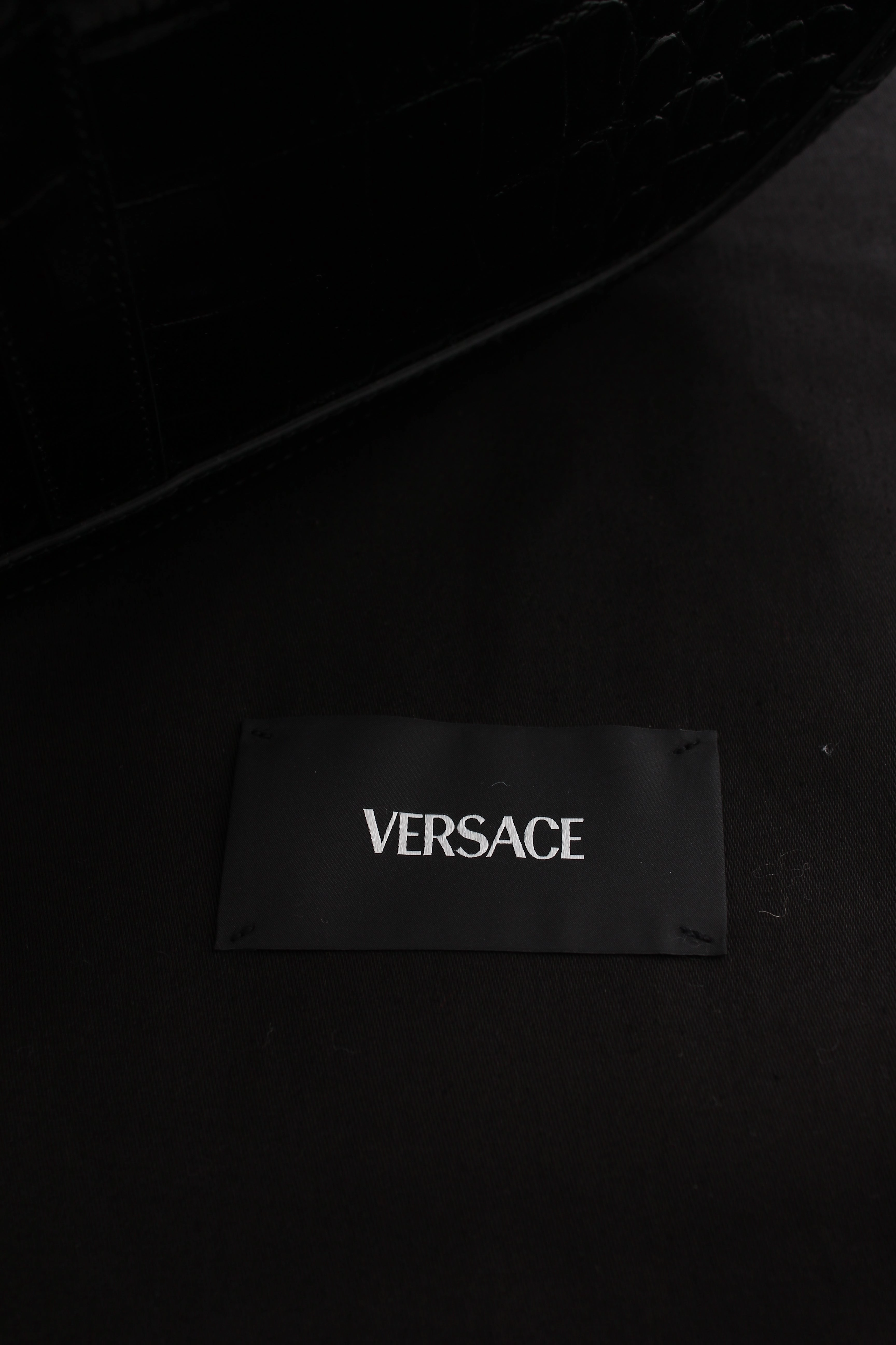 Versace Greca Goddess Croc-Effect Large Leather Tote Bag