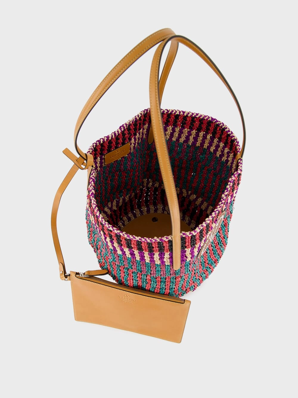 VLogo Signature Raffia Shopping Bag