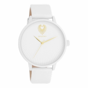 White OOZOO watch with leather strap - C11343