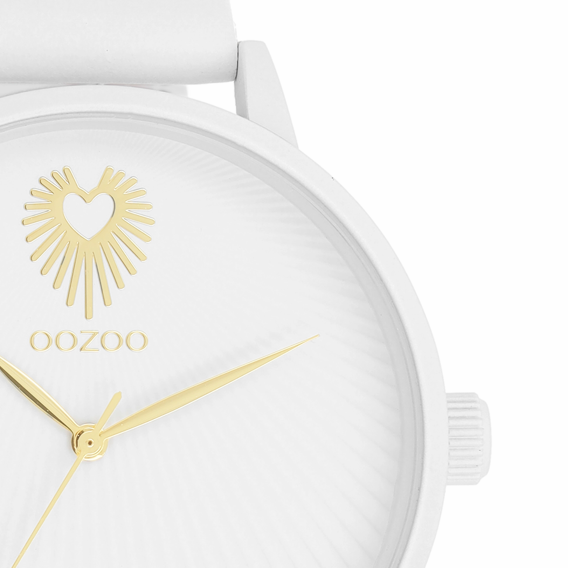 White OOZOO watch with leather strap - C11343