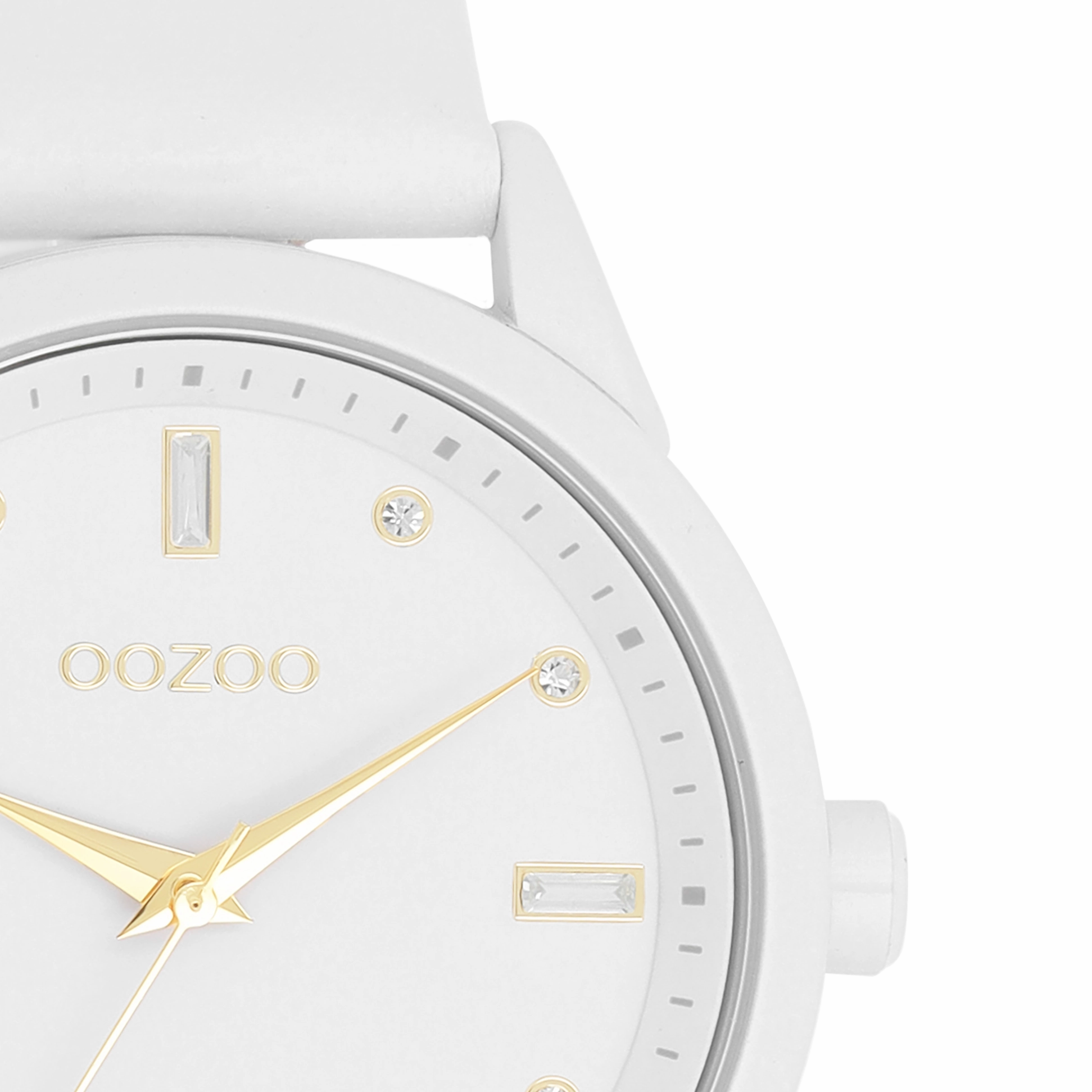 White OOZOO watch with leather strap - C11354
