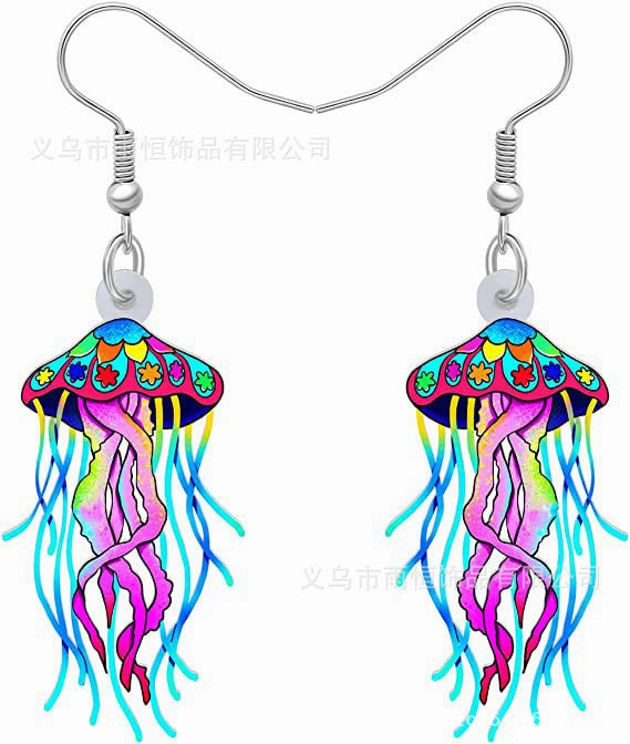 Wholesale 10PCS/PAIRS Cartoon Jellyfish Acrylic Earrings