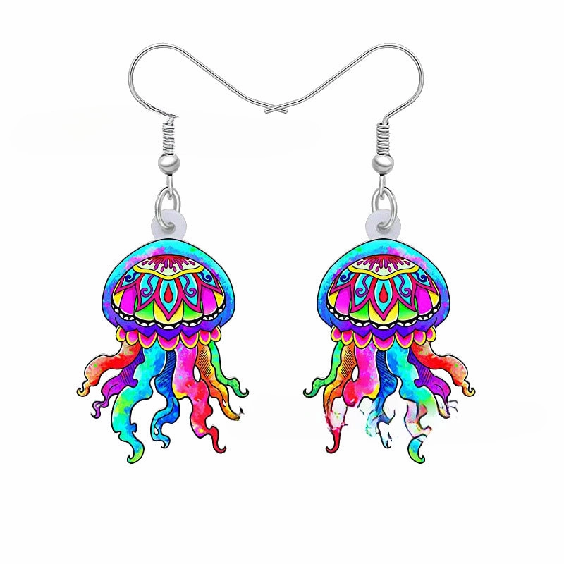 Wholesale 10PCS/PAIRS Cartoon Jellyfish Acrylic Earrings
